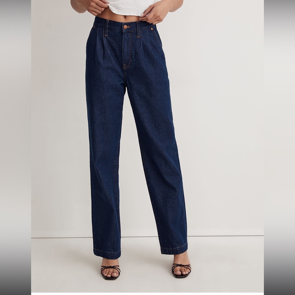🎆Madewell Baggy Straight Jeans in Woodham Wash: Pleated Edition (Rigid)